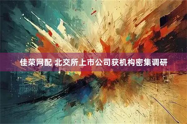 佳荣网配 北交所上市公司获机构密集调研