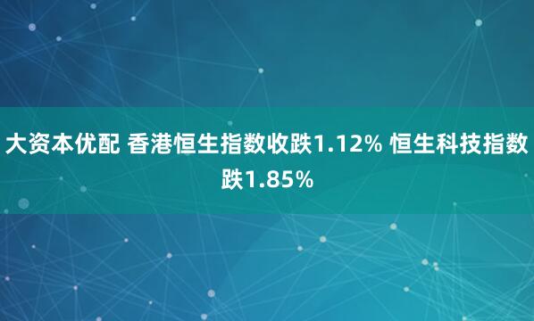 大资本优配 香港恒生指数收跌1.12% 恒生科技指数跌1.85%