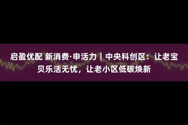 启盈优配 新消费·申活力｜中央科创区：让老宝贝乐活无忧，让老小区低碳焕新
