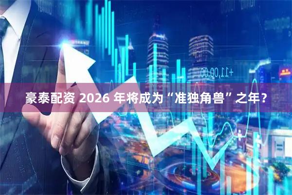 豪泰配资 2026 年将成为“准独角兽”之年？