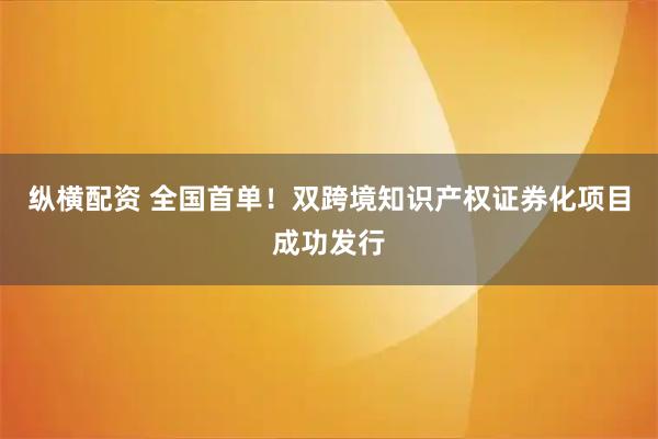 纵横配资 全国首单！双跨境知识产权证券化项目成功发行